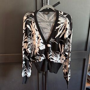Black and White Floral Cardigan